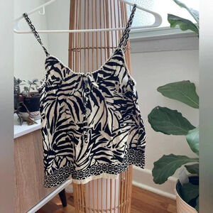 Patrons of peace tank top in zebra style animal print